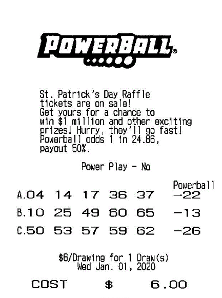 Tiket Powerball kemenangan L.O.